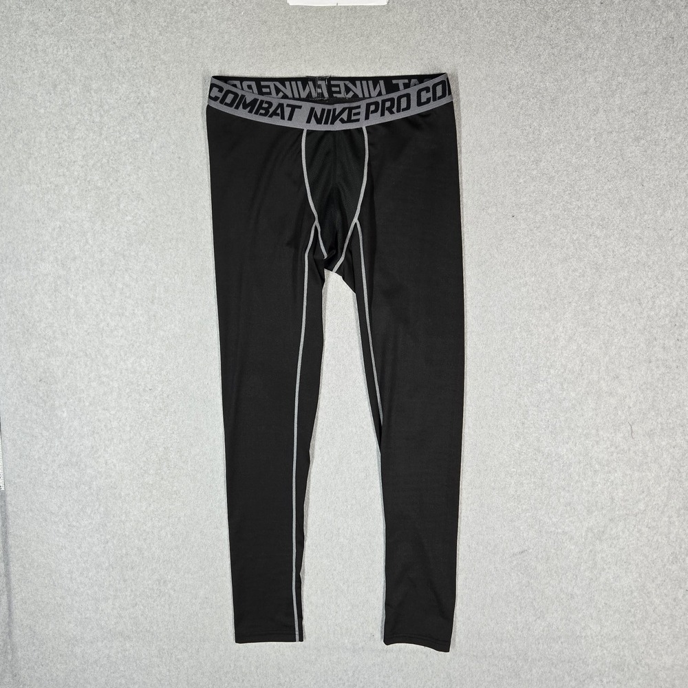 Nike Men Activewear Pants L Black Nike Pro Combat Activewear Logo Athletic 26"